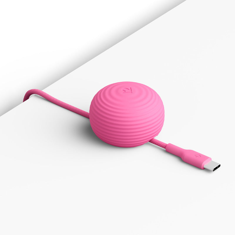 Cable CableStay USB-C (1,5 m) con base con peso Fucsia