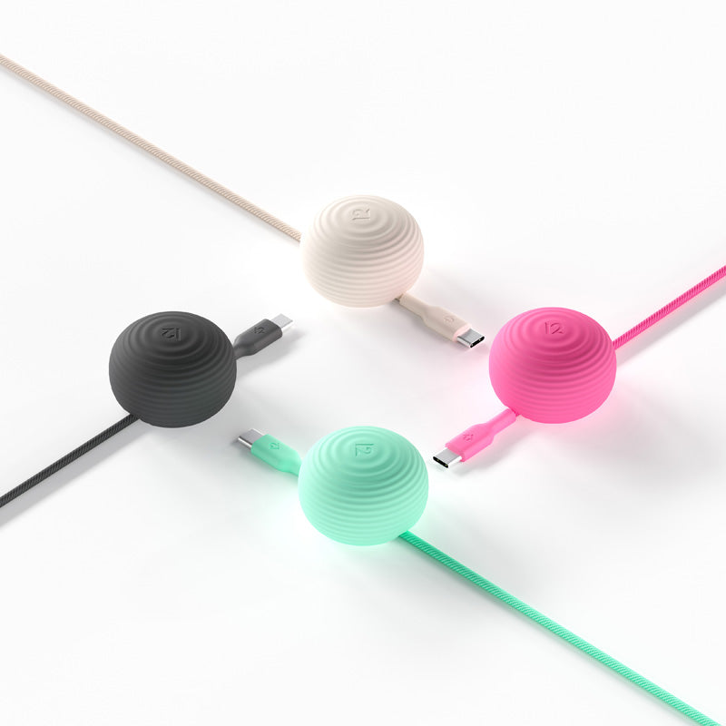 Cable CableStay USB-C (1,5 m) con base con peso Fucsia