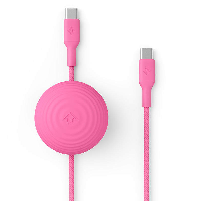 Cable CableStay USB-C (1,5 m) con base con peso Fucsia