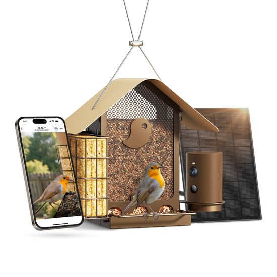 Feeder Metal V IA por suscripción con módulo solar - Birdfy