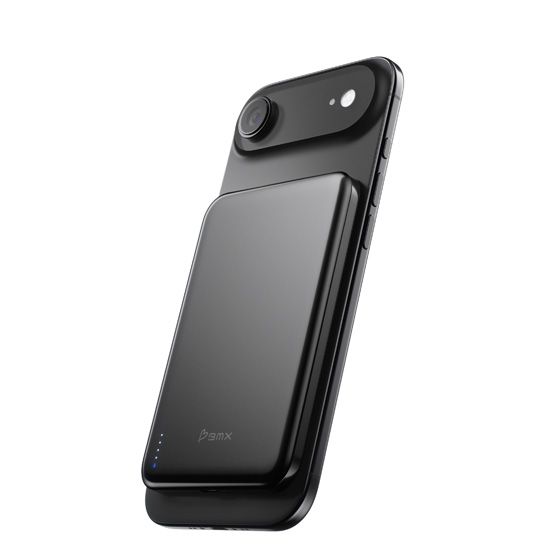 SolidSafe™ Air Titanium 5000mAh Qi2 Wireless Magnetic Power Bank Black - BMX