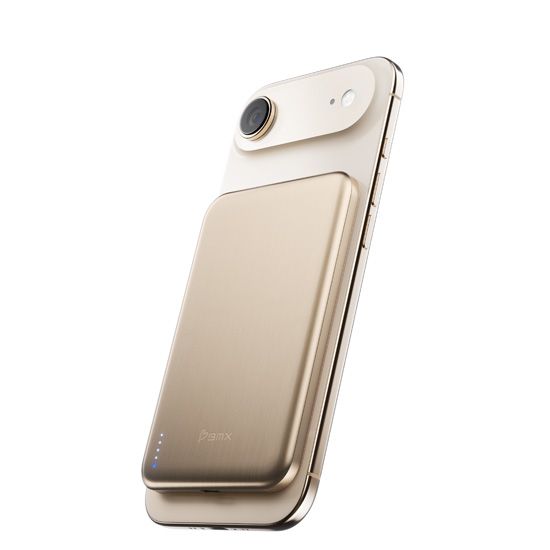 SolidSafe™ Air Titanium 5000mAh Qi2 Wireless Magnetic Power Bank Gold - BMX