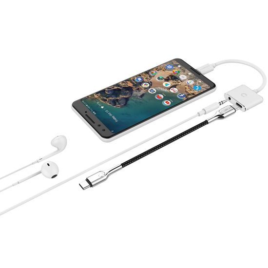 Adaptador de audio y carga USB-C Essentials Blanco - Cygnett