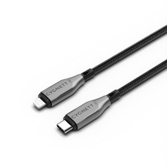 Cable Armoured Lightning a USB-C (1 m) Negro - Cygnett