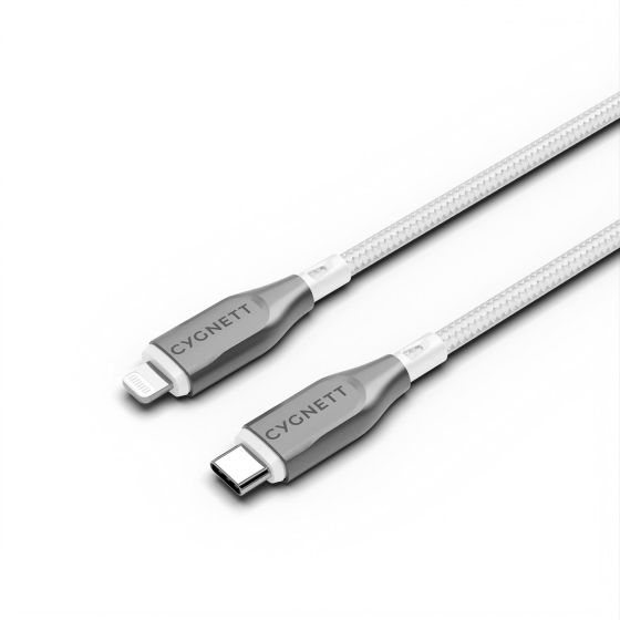 Cable Armoured Lightning a USB-C (1 m) Blanco - Cygnett