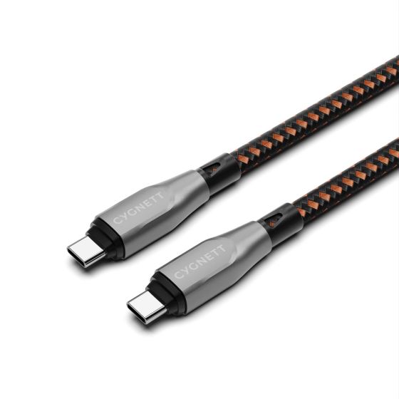 Cable Armoured P240W USB 4.0 USB-C a USB-C (1m) Negro/Naranja - Cygnett