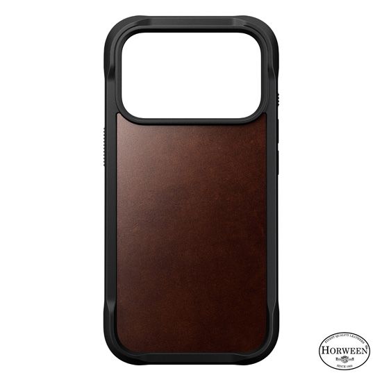 Rugged Funda de piel Horween iPhone 17 Pro Rustic Brown - Nomad