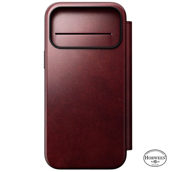 Funda Folio de piel Modern Horween iPhone 17 Pro Max Burgundy - Nomad