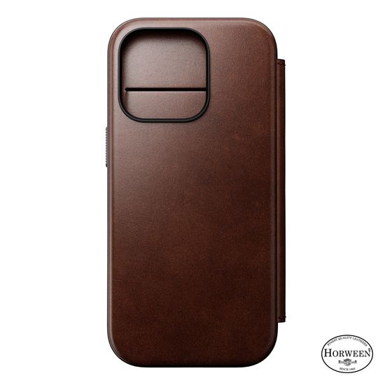 Funda Folio de piel Modern Horween iPhone 16 Pro Marrón - Nomad