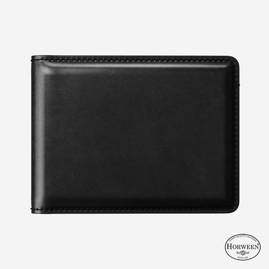 Cartera bifold de cuero Horween Negra - Nomad