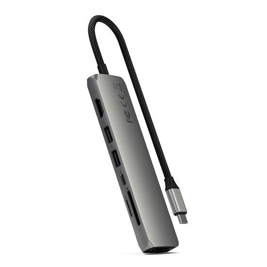 Adaptador multipuerto USB-C Slim 7-en-1 con Ethernet Space Gray - Satechi