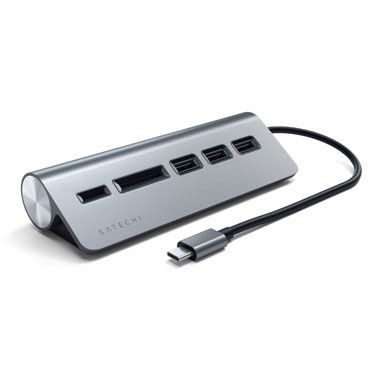 TYPE-C ALUMINUM USB 3.0 HUB & CARD READER Space Gray - Satechi