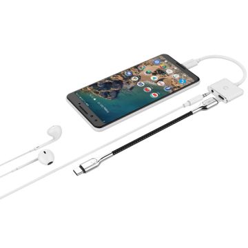 Adaptador de audio y carga USB-C Essentials Blanco