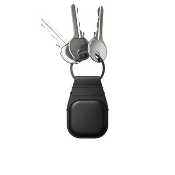 Leather key ring AirTag Black