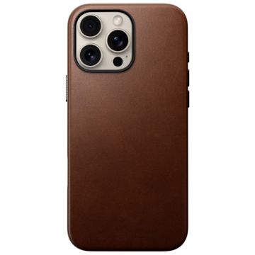 Funda de piel tradicional iPhone 16 Pro Max Marrón