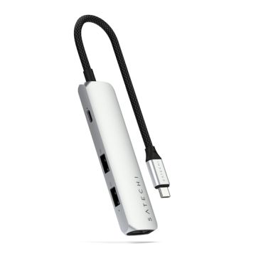 Adaptador multipuerto 4 en 1 USB-C Slim 4K Silver