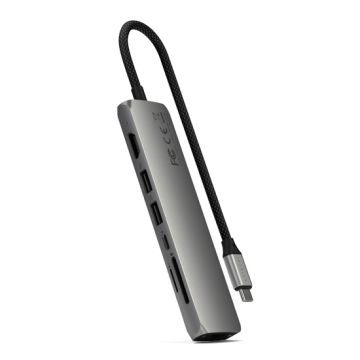 Adaptador multipuerto USB-C Slim 7-en-1 con Ethernet Space Gray