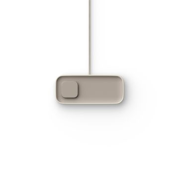 Valet Large – Estación de carga Qi3 (Taupe Base / Ecru Frame)